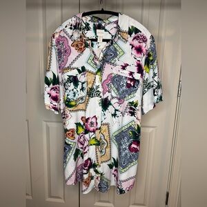 Chico’s short sleeve button down blouse women size large